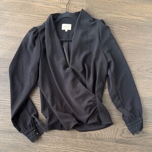 Sézane Black Wrap Blouse (Abelia Blouse)